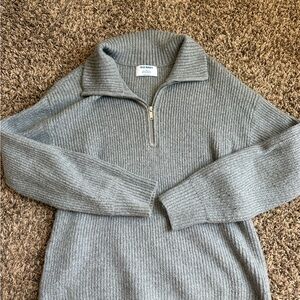 Old Navy Gray Zip Up Sweater with Ribbed Knit